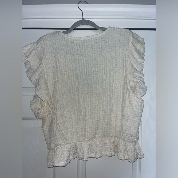 Off-white Wrap Ruffle Top. - Picture 2 of 2